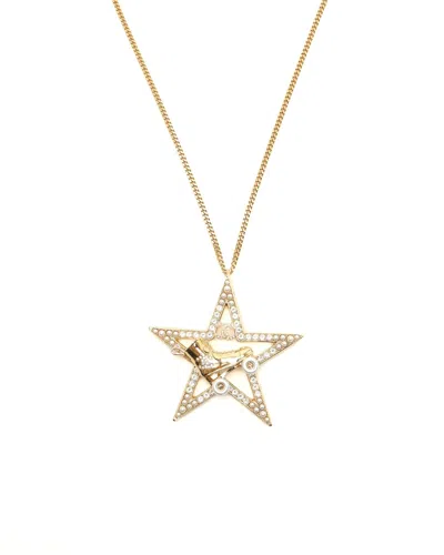 Chanel Star Roller Skate Rhinestone Necklace In Yellow