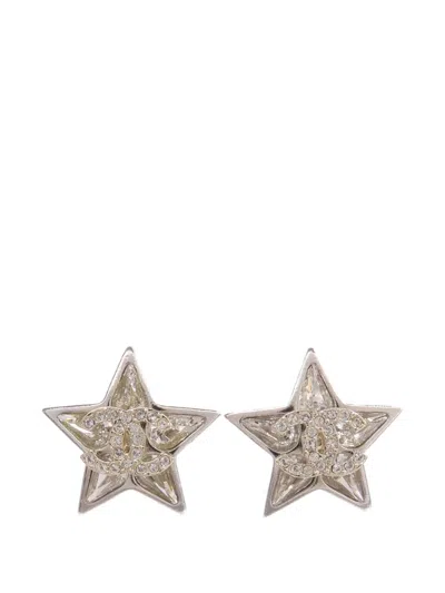 Pre-owned Chanel Star-shape Earrings In Silver