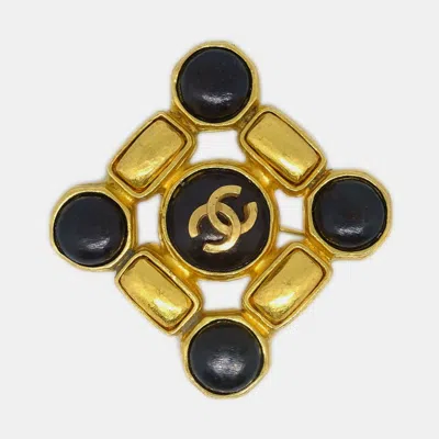 Pre-owned Chanel Stone Brooch Pin Gold