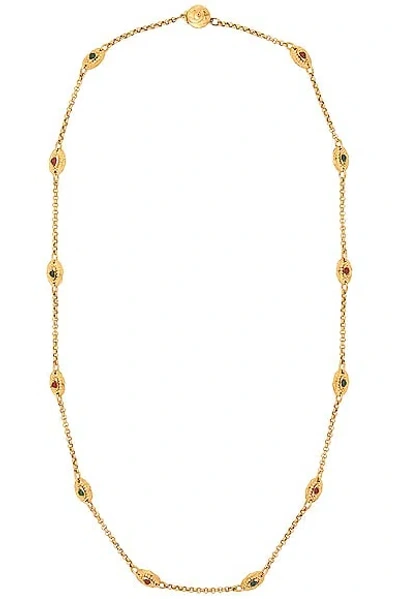 Pre-owned Chanel Stone Long Chain Necklace In Gold