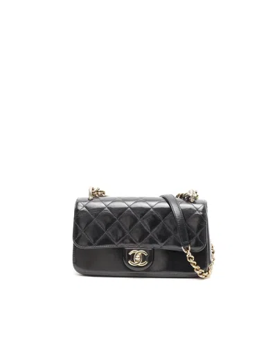 Pre-owned Chanel Straight Lined Single Flap Bag In Black