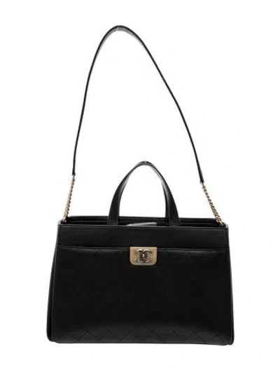 Pre-owned Chanel Straight Lines Tote In Black