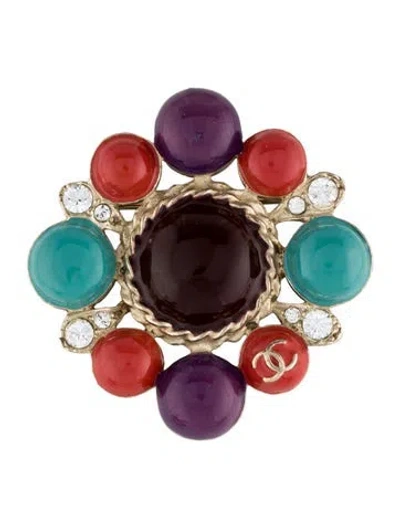 Pre-owned Chanel Strass & Enamel Pin Brooch In Multi
