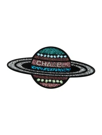 Pre-owned Chanel Strass & Resin Saturn Pin Brooch In Multi
