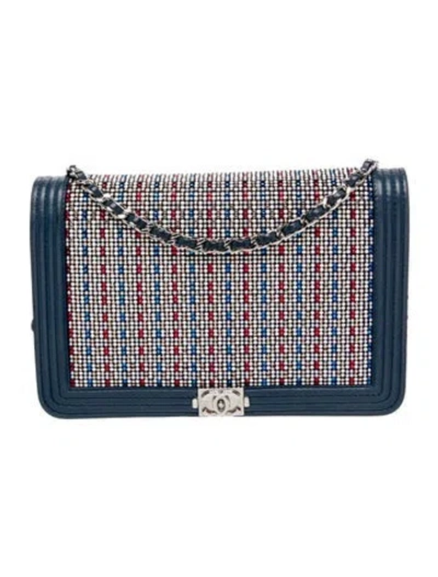 Pre-owned Chanel Strass Boy Wallet On Chain In Blue