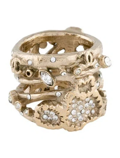 Pre-owned Chanel Strass Branch Cocktail Ring In Multi
