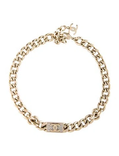 Pre-owned Chanel Strass Cc Chain Link Choker Necklace, 18.25" In Multi