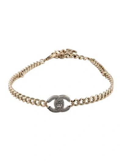 Pre-owned Chanel Strass Cc Choker Necklace, 15.75" In Transparent