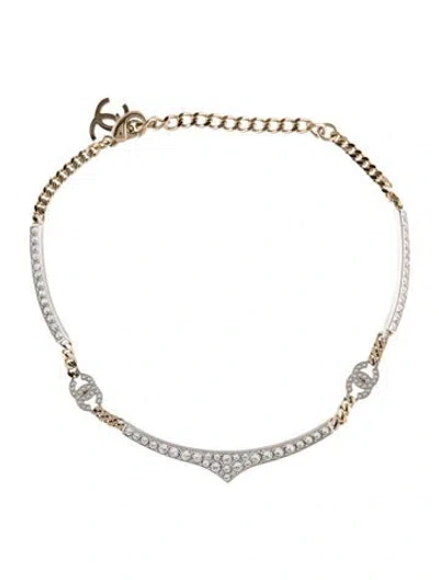 Pre-owned Chanel Strass Cc Choker Necklace, 16.5" In Multi