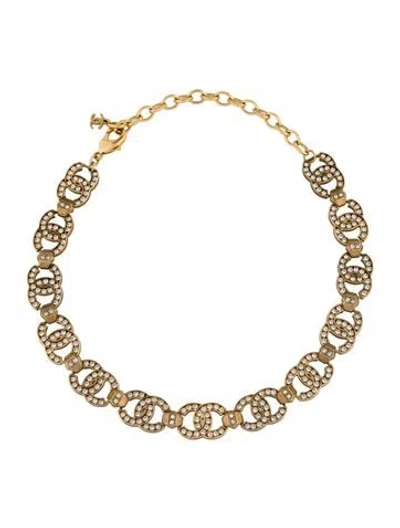 Pre-owned Chanel Strass Cc Choker Necklace, 17.5" In Clear