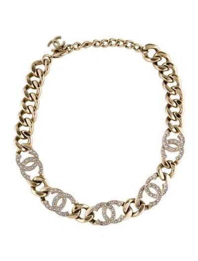Pre-owned Chanel Strass Cc Choker Necklace, 17.75" In Transparent