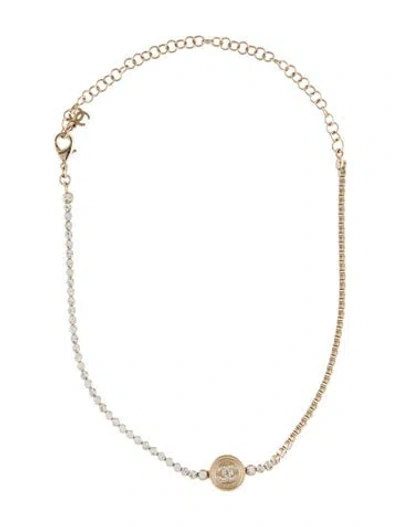Pre-owned Chanel Strass Cc Choker Necklace, 18" In Multi