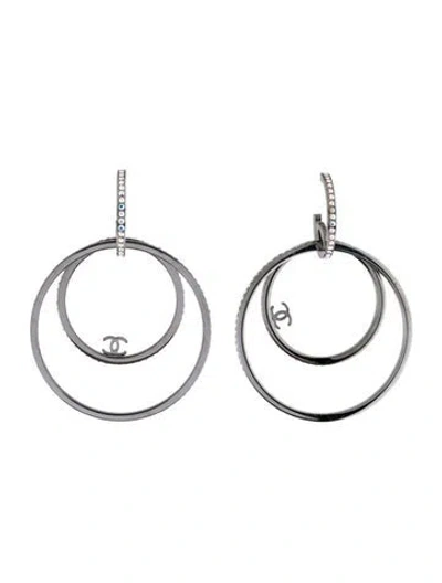 Pre-owned Chanel Strass Cc Circle Drop Earrings In Multi