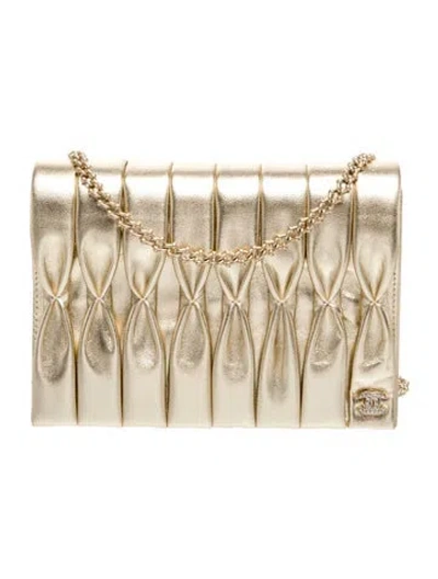 Pre-owned Chanel Strass Cc Clutch W/ Chain In Gold