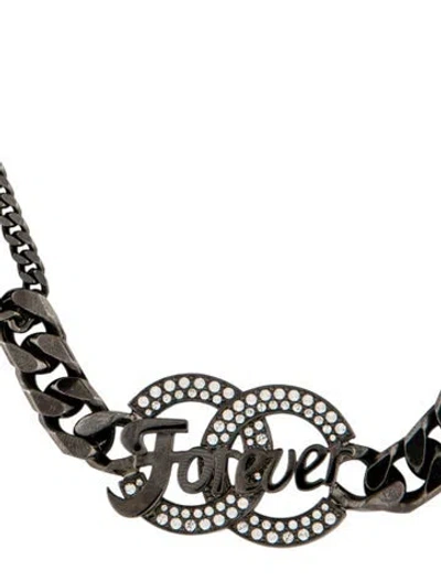 Pre-owned Chanel Strass Cc 'forever' Choker Necklace, 17.5" In Multi
