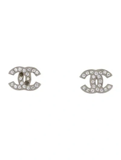 Pre-owned Chanel Strass Cc Mini Stud Earrings In Multi