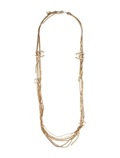 Pre-owned Chanel Strass Cc Multistrand Necklace, 36" In Transparent