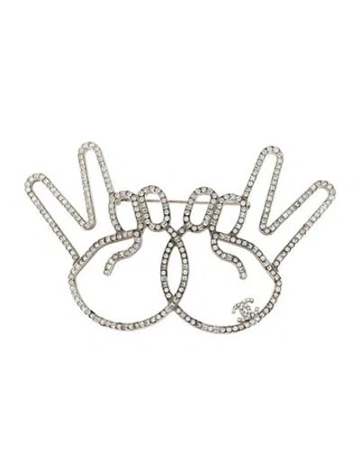 Pre-owned Chanel Strass Cc Peace Brooch In Multi