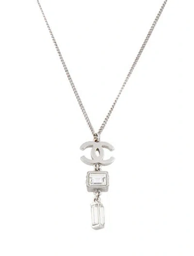 Pre-owned Chanel Strass Cc Pendant Necklace, 18" In Multi