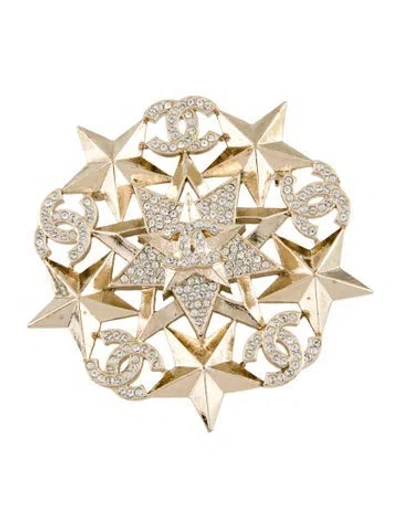 Pre-owned Chanel Strass Cc Star Brooch In Multi