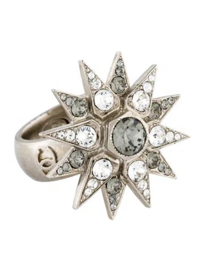 Pre-owned Chanel Strass Cc Starburst Cocktail Ring
