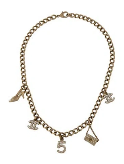 Pre-owned Chanel Strass Charm Choker Necklace, 16" In Multi