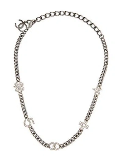 Pre-owned Chanel Strass Charm Station Choker Necklace, 17" In Multi