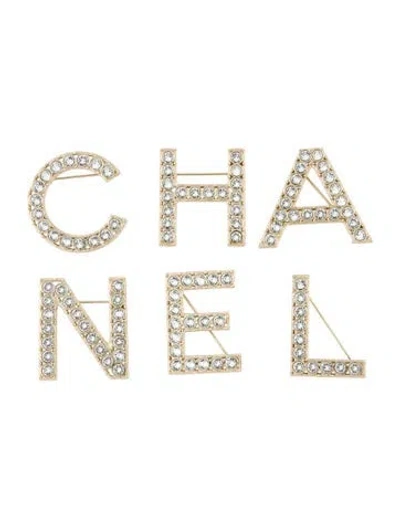Pre-owned Chanel Strass Logo Letter Brooch Set In Multi