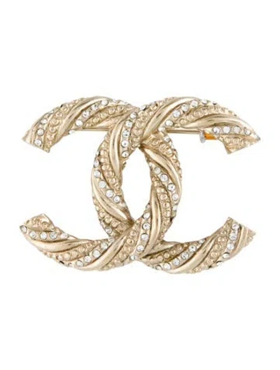 Pre-owned Chanel Strass Twisted Cc Brooch In Multicolor