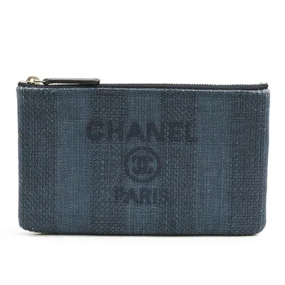 Pre-owned Chanel Straw Pouch () In Blue