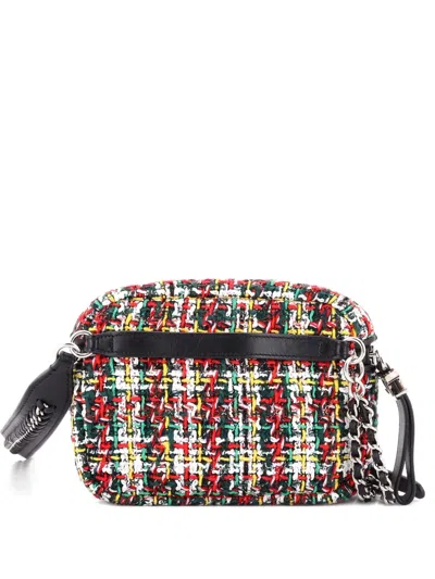 Pre-owned Chanel Street Allure Waist Bag Quilted Tweed Belt Bag In Black