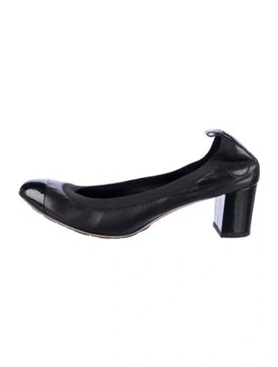 Pre-owned Chanel Stretch Spirit Interlocking Cc Logo Slingback Pumps In Black