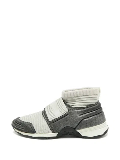 Pre-owned Chanel Stretch Spirit Slip-on Sneakers In Gray