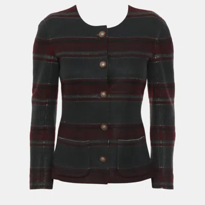 Pre-owned Chanel Stripe Jacket In Grey