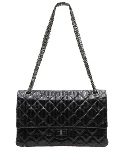 Chanel Striped Black Lambskin Leather Reissue 2.55 Flap Bag (authentic Pre-  Loved)