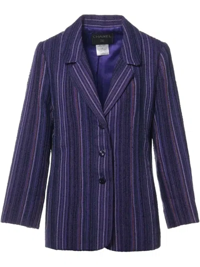 Pre-owned Chanel Striped Blazer In Purple