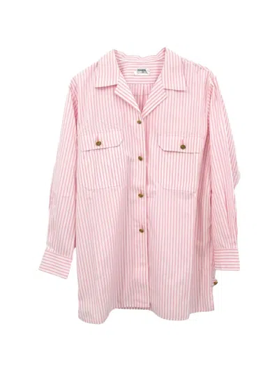 Pre-owned Chanel Striped Cotton Shirt In White