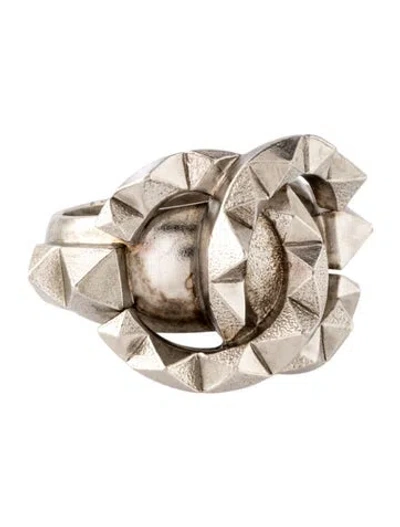 Pre-owned Chanel Studded Cc Cocktail Ring In Multicolor