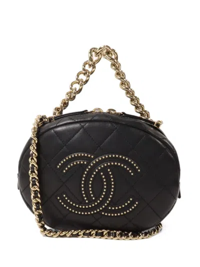 Pre-owned Chanel Studded Cc Tote Bag In Black