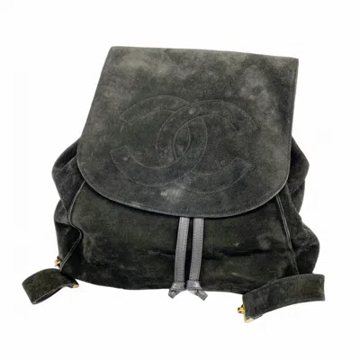 Pre-owned Chanel Suede Backpack () In Black