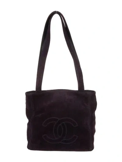 Pre-owned Chanel Suede Cc Tote In Purple