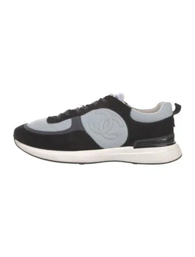 Pre-owned Chanel Suede Colorblock Pattern Athletic Sneakers In Blue