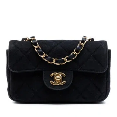 Pre-owned Chanel Suede Extra Mini Rectangular Classic Suede Single Flap In Black