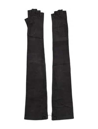 Pre-owned Chanel Suede Fingerless Gloves W/ Tags In Grey