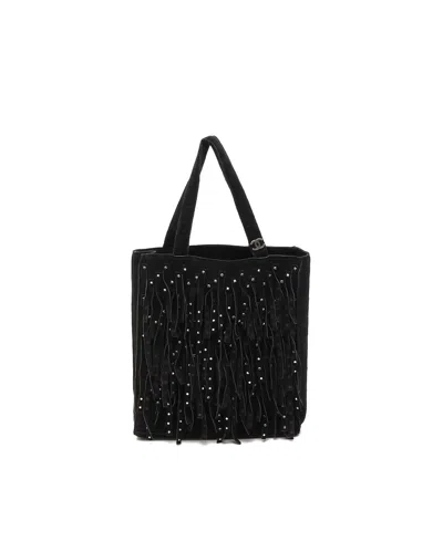Chanel Suede Fringe Bag In Black