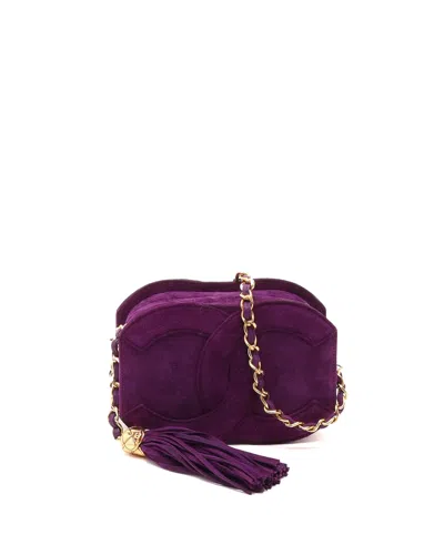 Chanel Suede Fringe Mini Bag In Purple