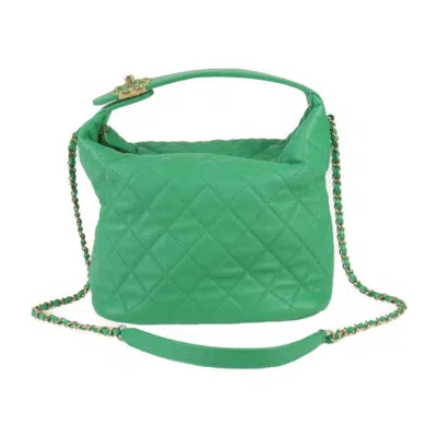 Pre-owned Chanel Suede Handbag Pochette Shoulder Bag () In Green