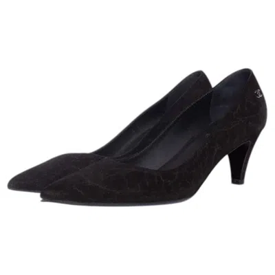 Pre-owned Chanel , Suede Kitten Heel In Black