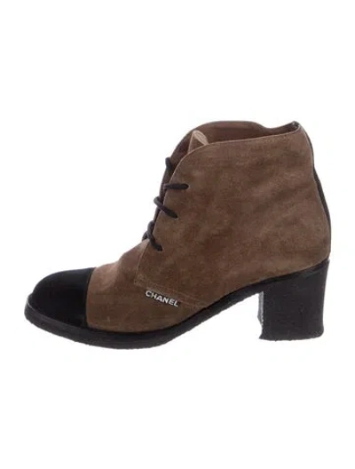 Pre-owned Chanel Suede Lace-up Boots In Brown