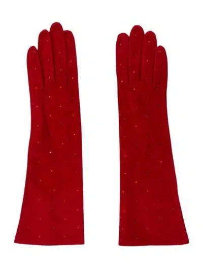 Pre-owned Chanel Suede Long Gloves In Red